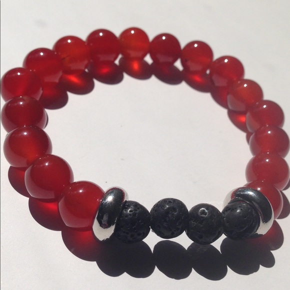 PeaceFrog Jewelry - Red Carnelian Black Lava Rock Diffuser Bracelet
